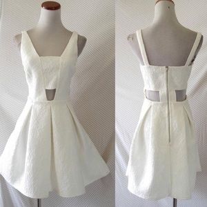 Topshop ivory lace skater dress with cut outs